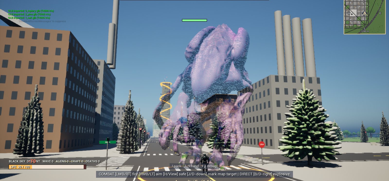A giant alien attacking a city street