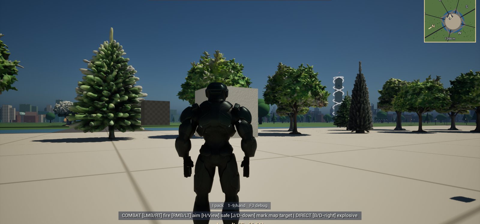 The player in armour in a park