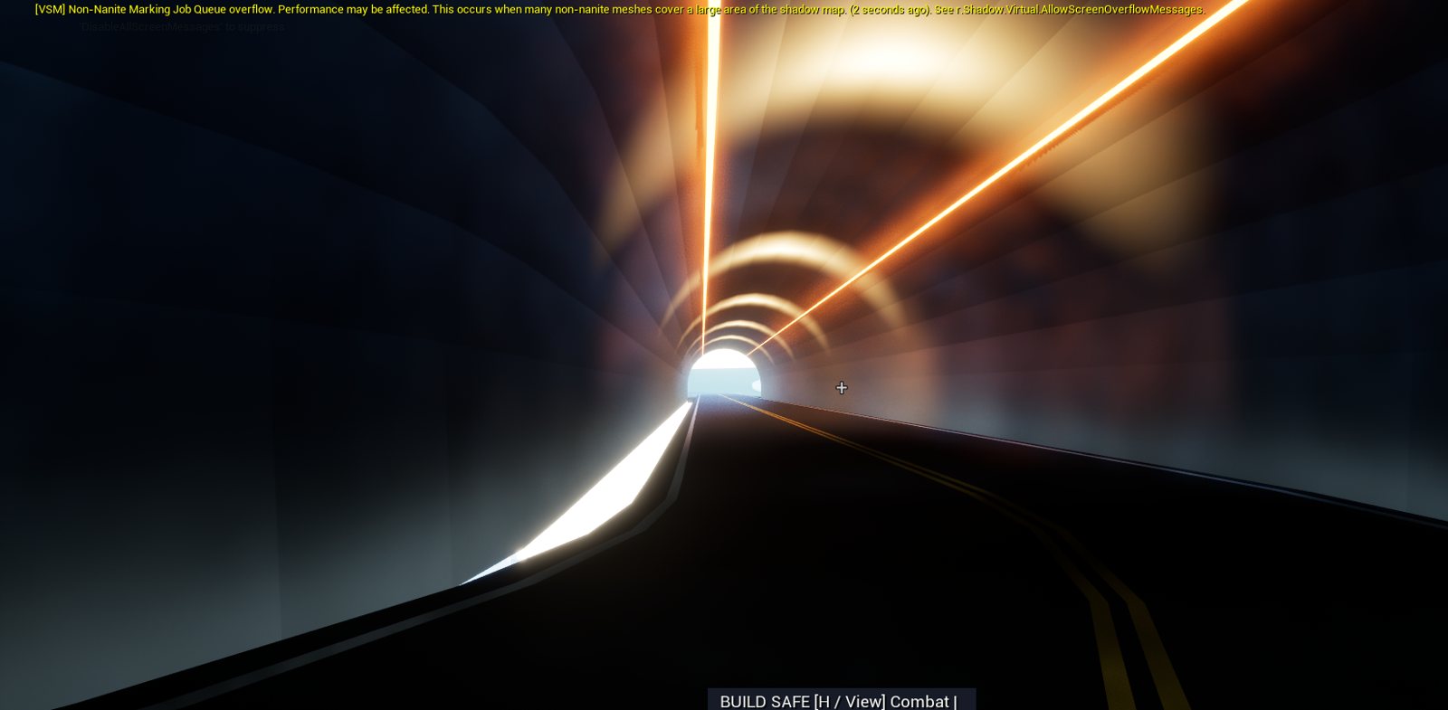 Driving through a lit mountain tunnel